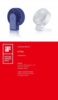 Ventilador portátil U-Fan, vencedor do iF Design Award 2019, na categoria Discipline Product. 